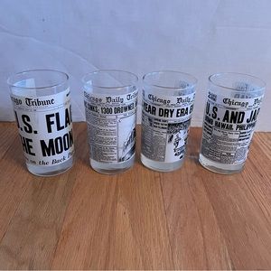 Vintage Chicago Tribune commemorative glasses. Set of 4